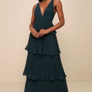 Lulu's Deep Green Layered Maxi Dress